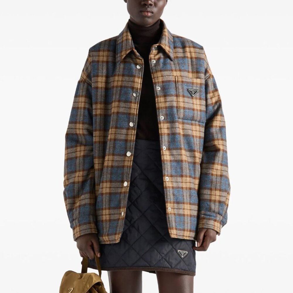 PRADA Checked Wool-Twill Lumberjack Jacket – Size 38